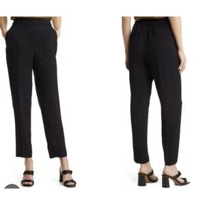 NWOT Halogen High Waist Trouser Pants Straight Leg Pull On Women's Black Size 0